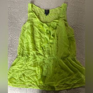 bebe Neon Lime Sheer Ruffle Peplum Camisole